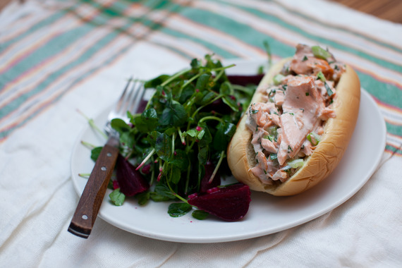 Salmon Roll Sandwiches with Baby Beet & Pea Tendril Salad
