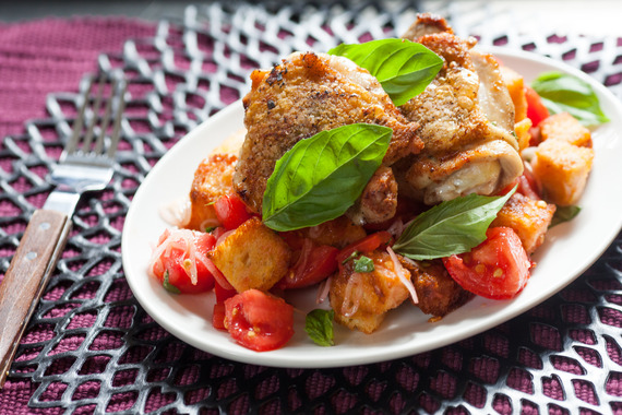 Marjoram-Garlic Chicken with Jersey Tomato Panzanella
